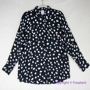 Collusion black and‎ white dot long sleeve shirt women top, size 6